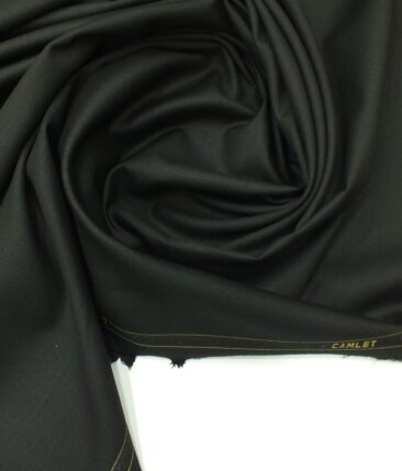 J.Hampstead by Siyaram's Jet Black Self Terry Rayon Trouser or 3 Piece Suit Fabric (Unstitched - 1.25 Mtr)