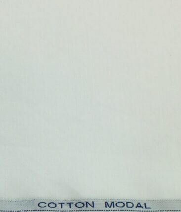Raymond Pure White 100% Cotton Modal Self Dotted Structured Shirt Fabric (1.70 M)