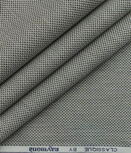 Raymond White & Black Structured 100% Giza Cotton 2 Ply Shirt Fabric (1.70 M)