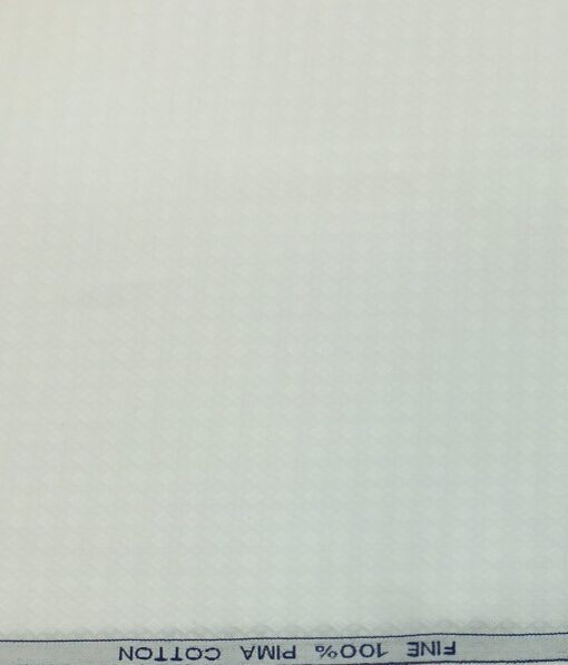 Raymond Pure White 100% Pima Cotton Jacquard Structured Shirt Fabric (1.70 M)