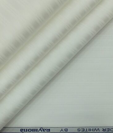 Raymond Pure White 100% Pima Cotton Self Striped Shirt Fabric (1.70 M)