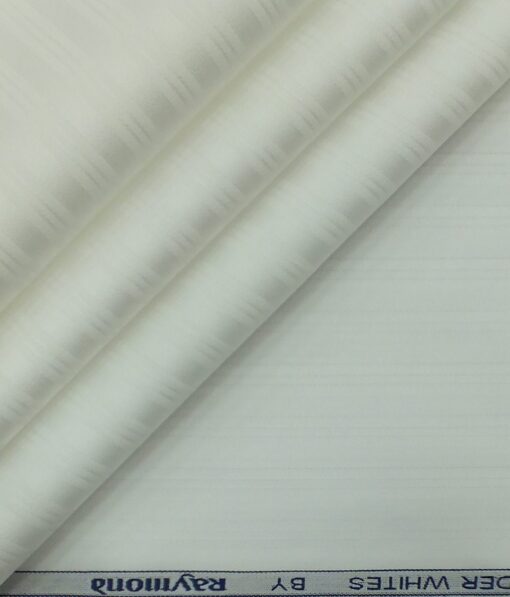 Raymond Pure White 100% Pima Cotton Self Striped Shirt Fabric (1.70 M)