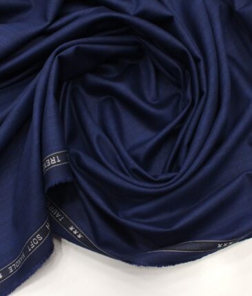 Raymond Dark Royal Blue Self Checks Poly Viscose Trouser or 3 Piece Suit Fabric (Unstitched - 1.25 Mtr)