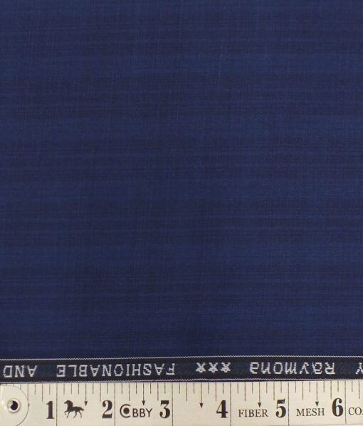 Raymond Dark Royal Blue Self Checks Poly Viscose Trouser or 3 Piece Suit Fabric (Unstitched - 1.25 Mtr)