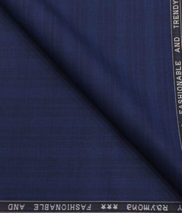 Raymond Dark Royal Blue Self Checks Poly Viscose Trouser or 3 Piece Suit Fabric (Unstitched - 1.25 Mtr)