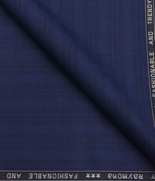 Raymond Dark Royal Blue Self Checks Poly Viscose Trouser or 3 Piece Suit Fabric (Unstitched - 1.25 Mtr)