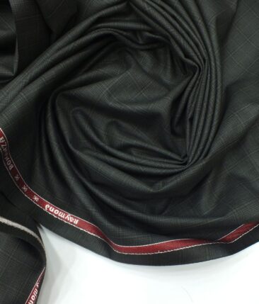Raymond Blackish Grey Self Checks Poly Viscose Trouser or 3 Piece Suit Fabric (Unstitched - 1.25 Mtr)