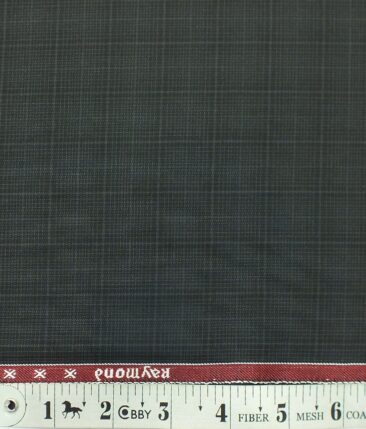 Raymond Blackish Grey Self Checks Poly Viscose Trouser or 3 Piece Suit Fabric (Unstitched - 1.25 Mtr)