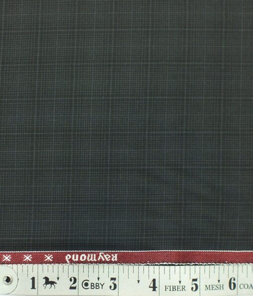 Raymond Blackish Grey Self Checks Poly Viscose Trouser or 3 Piece Suit Fabric (Unstitched - 1.25 Mtr)