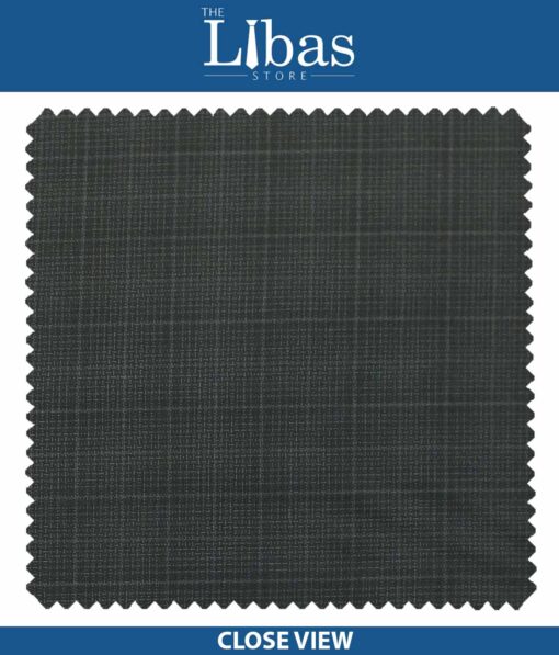 Raymond Blackish Grey Self Checks Poly Viscose Trouser or 3 Piece Suit Fabric (Unstitched - 1.25 Mtr)