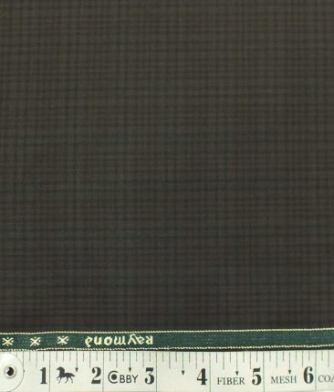 Raymond Dark Brown Self Checks Poly Viscose Trouser or 3 Piece Suit Fabric (Unstitched - 1.25 Mtr)