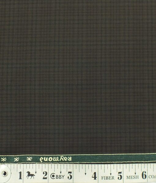 Raymond Dark Brown Self Checks Poly Viscose Trouser or 3 Piece Suit Fabric (Unstitched - 1.25 Mtr)