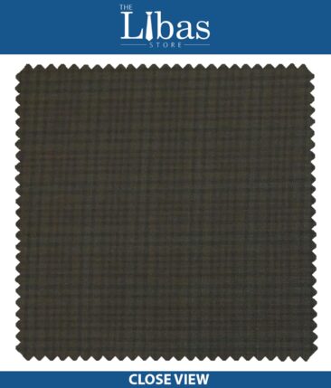 Raymond Dark Brown Self Checks Poly Viscose Trouser or 3 Piece Suit Fabric (Unstitched - 1.25 Mtr)