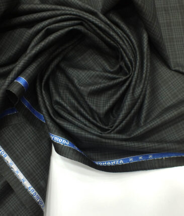 Raymond Dark Grey Self Checks Poly Viscose Trouser or 3 Piece Suit Fabric (Unstitched - 1.25 Mtr)
