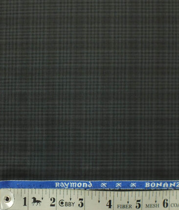 Raymond Dark Grey Self Checks Poly Viscose Trouser or 3 Piece Suit Fabric (Unstitched - 1.25 Mtr)