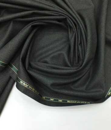 Raymond Dark Grey Self Broad Checks Poly Viscose Trouser or 3 Piece Suit Fabric (Unstitched - 1.25 Mtr)