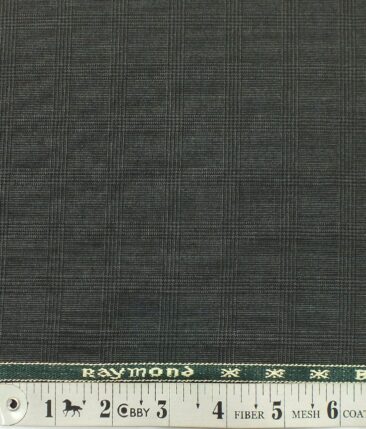 Raymond Dark Grey Self Broad Checks Poly Viscose Trouser or 3 Piece Suit Fabric (Unstitched - 1.25 Mtr)