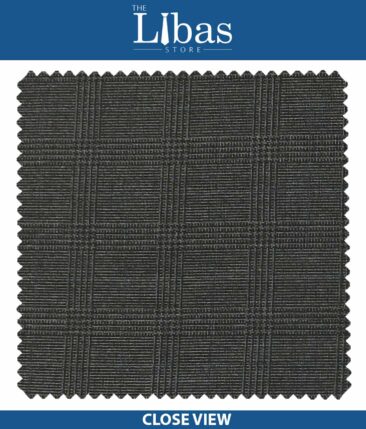 Raymond Dark Grey Self Broad Checks Poly Viscose Trouser or 3 Piece Suit Fabric (Unstitched - 1.25 Mtr)