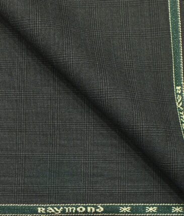 Raymond Dark Grey Self Broad Checks Poly Viscose Trouser or 3 Piece Suit Fabric (Unstitched - 1.25 Mtr)