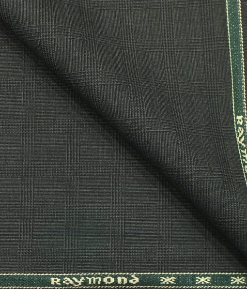 Raymond Dark Grey Self Broad Checks Poly Viscose Trouser or 3 Piece Suit Fabric (Unstitched - 1.25 Mtr)