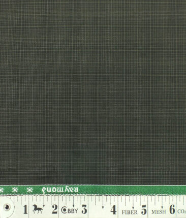 Raymond Dark Greenish Brown Self Checks Design Poly Viscose Trouser or 3 Piece Suit Fabric (Unstitched - 1.25 Mtr)