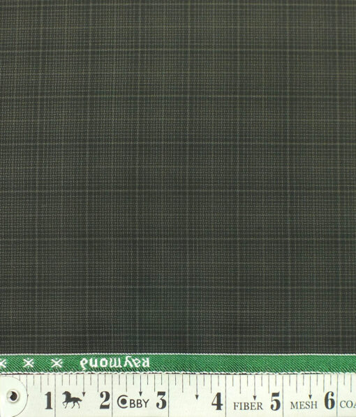 Raymond Dark Greenish Brown Self Checks Design Poly Viscose Trouser or 3 Piece Suit Fabric (Unstitched - 1.25 Mtr)