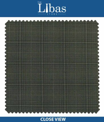 Raymond Dark Greenish Brown Self Checks Design Poly Viscose Trouser or 3 Piece Suit Fabric (Unstitched - 1.25 Mtr)