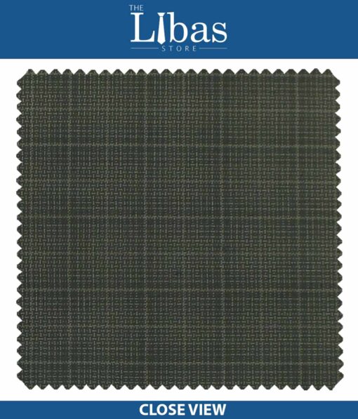 Raymond Dark Greenish Brown Self Checks Design Poly Viscose Trouser or 3 Piece Suit Fabric (Unstitched - 1.25 Mtr)