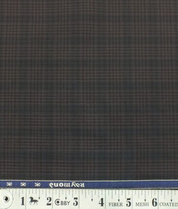Raymond Dark Mauve Brown Self Checks Poly Viscose Trouser or 3 Piece Suit Fabric (Unstitched - 1.25 Mtr)