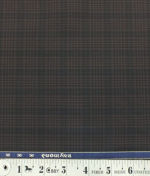 Raymond Dark Mauve Brown Self Checks Poly Viscose Trouser or 3 Piece Suit Fabric (Unstitched - 1.25 Mtr)