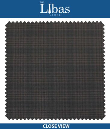 Raymond Dark Mauve Brown Self Checks Poly Viscose Trouser or 3 Piece Suit Fabric (Unstitched - 1.25 Mtr)