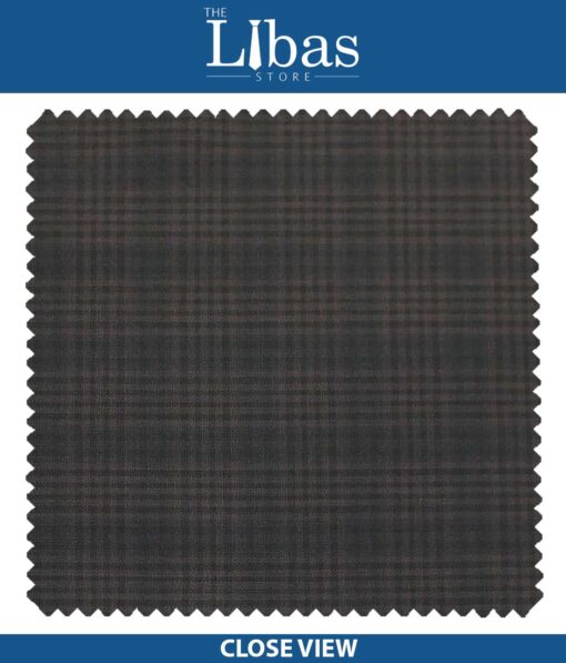Raymond Dark Mauve Brown Self Checks Poly Viscose Trouser or 3 Piece Suit Fabric (Unstitched - 1.25 Mtr)