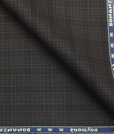 Raymond Dark Mauve Brown Self Checks Poly Viscose Trouser or 3 Piece Suit Fabric (Unstitched - 1.25 Mtr)