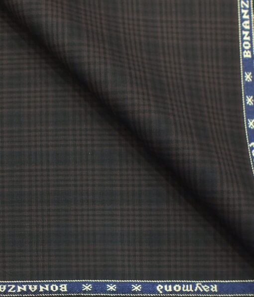 Raymond Dark Mauve Brown Self Checks Poly Viscose Trouser or 3 Piece Suit Fabric (Unstitched - 1.25 Mtr)
