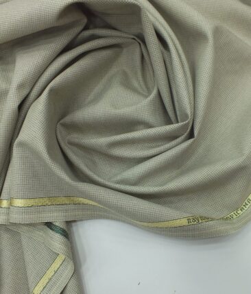 Raymond Beige Houndstooth Weave Poly Viscose Trouser or 3 Piece Suit Fabric (Unstitched - 1.25 Mtr)