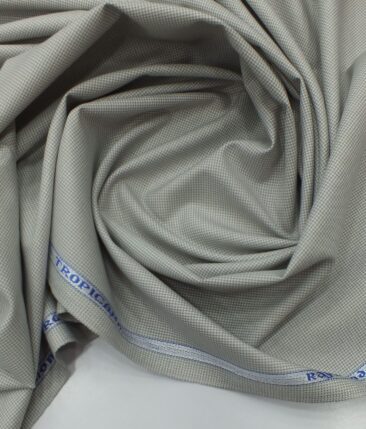 Raymond Light Grey Houndstooth Weave Poly Viscose Trouser or 3 Piece Suit Fabric (Unstitched - 1.25 Mtr)