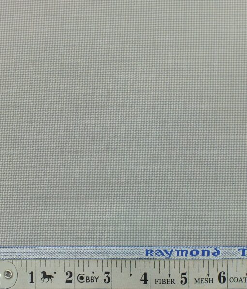 Raymond Light Grey Houndstooth Weave Poly Viscose Trouser or 3 Piece Suit Fabric (Unstitched - 1.25 Mtr)