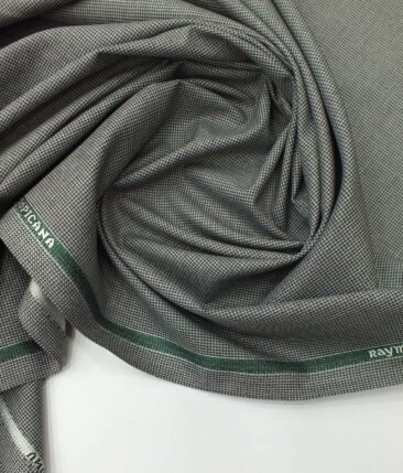 Raymond Medium Grey Houndstooth Weave Poly Viscose Trouser or 3 Piece Suit Fabric (Unstitched - 1.25 Mtr)