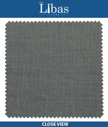 Raymond Medium Grey Houndstooth Weave Poly Viscose Trouser or 3 Piece Suit Fabric (Unstitched - 1.25 Mtr)