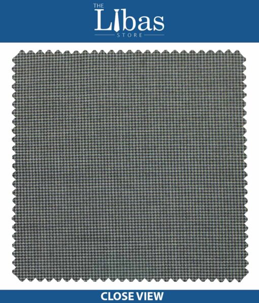 Raymond Medium Grey Houndstooth Weave Poly Viscose Trouser or 3 Piece Suit Fabric (Unstitched - 1.25 Mtr)