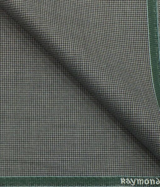 Raymond Medium Grey Houndstooth Weave Poly Viscose Trouser or 3 Piece Suit Fabric (Unstitched - 1.25 Mtr)