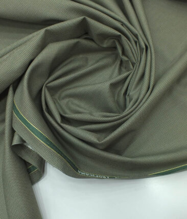 Raymond Medium Oyester Green Houndstooth Weave Poly Viscose Trouser or 3 Piece Suit Fabric (Unstitched - 1.25 Mtr)