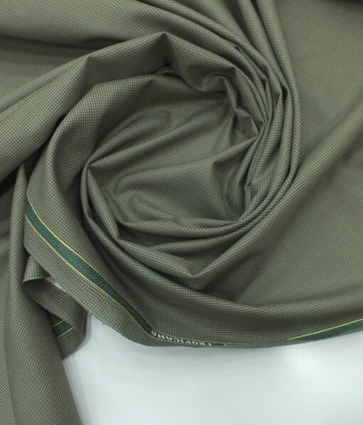 Raymond Medium Oyester Green Houndstooth Weave Poly Viscose Trouser or 3 Piece Suit Fabric (Unstitched - 1.25 Mtr)