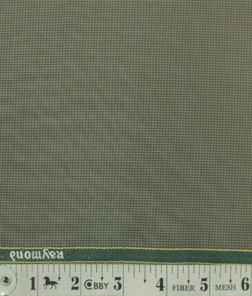 Raymond Medium Oyester Green Houndstooth Weave Poly Viscose Trouser or 3 Piece Suit Fabric (Unstitched - 1.25 Mtr)