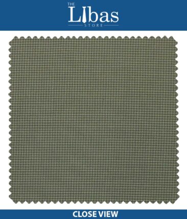 Raymond Medium Oyester Green Houndstooth Weave Poly Viscose Trouser or 3 Piece Suit Fabric (Unstitched - 1.25 Mtr)