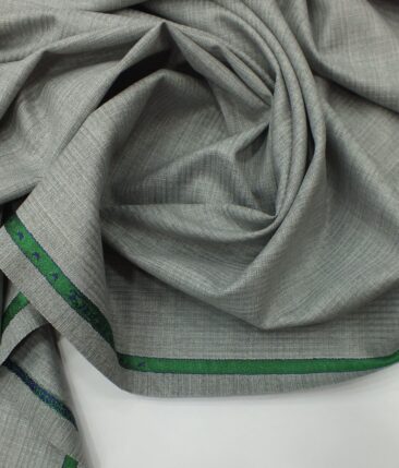 Raymond Light Silver Grey Self Striped Structured Poly Viscose Trouser or 3 Piece Suit Fabric (Unstitched - 1.25 Mtr)