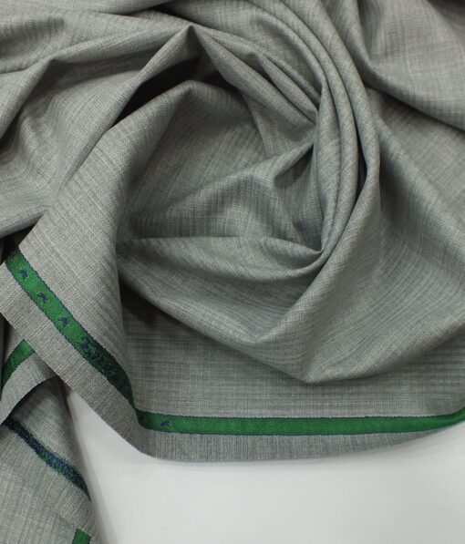 Raymond Light Silver Grey Self Striped Structured Poly Viscose Trouser or 3 Piece Suit Fabric (Unstitched - 1.25 Mtr)