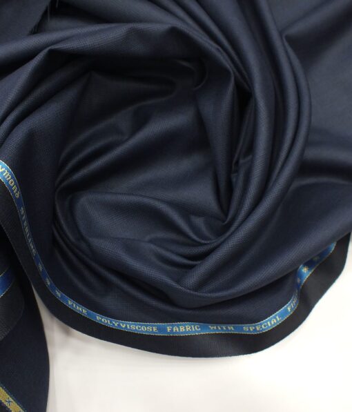 Raymond Dark Aegean Blue Self Checks Poly Viscose Trouser or 3 Piece Suit Fabric (Unstitched - 1.25 Mtr)