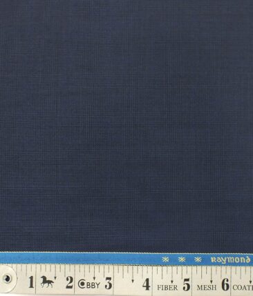 Raymond Dark Aegean Blue Self Checks Poly Viscose Trouser or 3 Piece Suit Fabric (Unstitched - 1.25 Mtr)