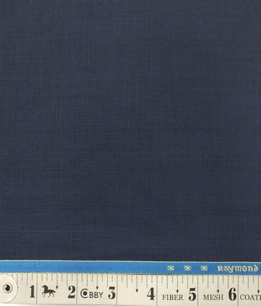 Raymond Dark Aegean Blue Self Checks Poly Viscose Trouser or 3 Piece Suit Fabric (Unstitched - 1.25 Mtr)